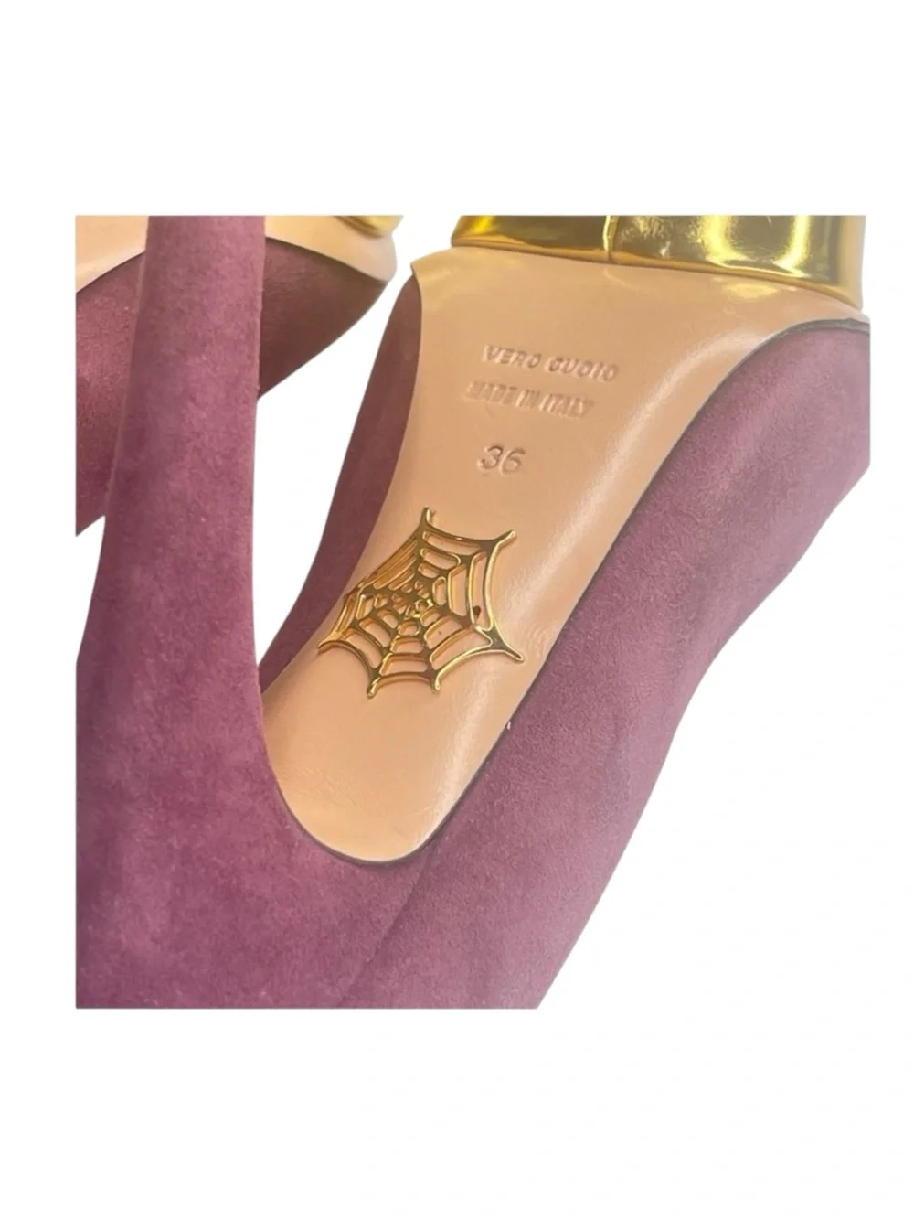 Charlotte Olympia 𒀭 Dolly Puttin On The Glitz Stiletto Platform Heels 𒀭Purple